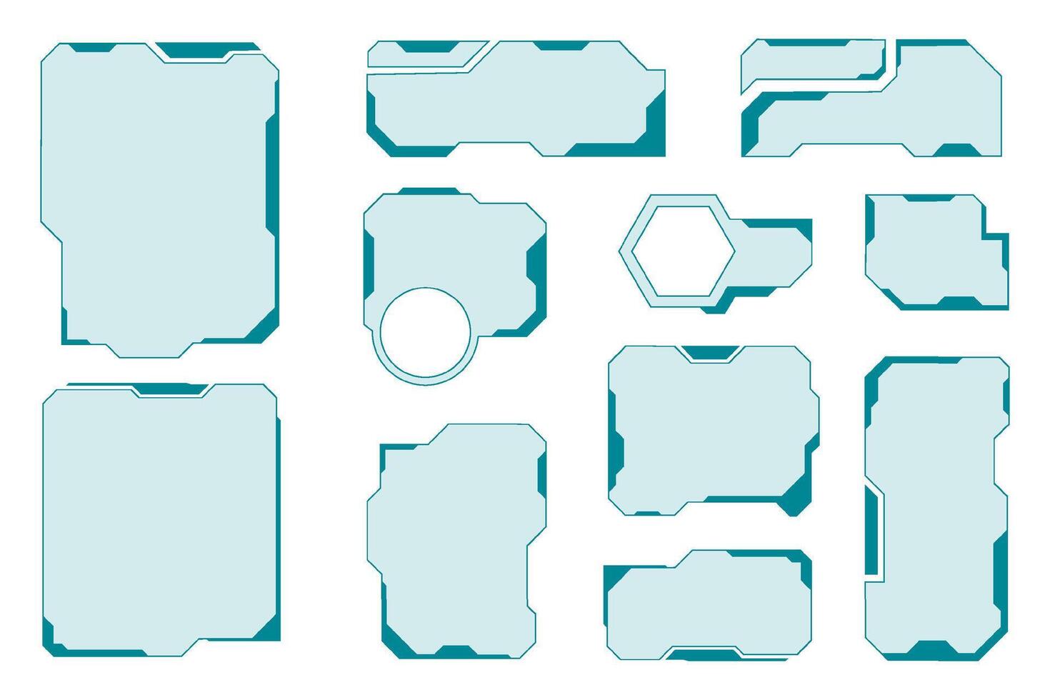 Set of futuristic UI elements for display panels templates and digital interfaces vector