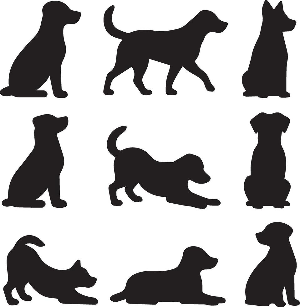 set of dog silhouettes vector
