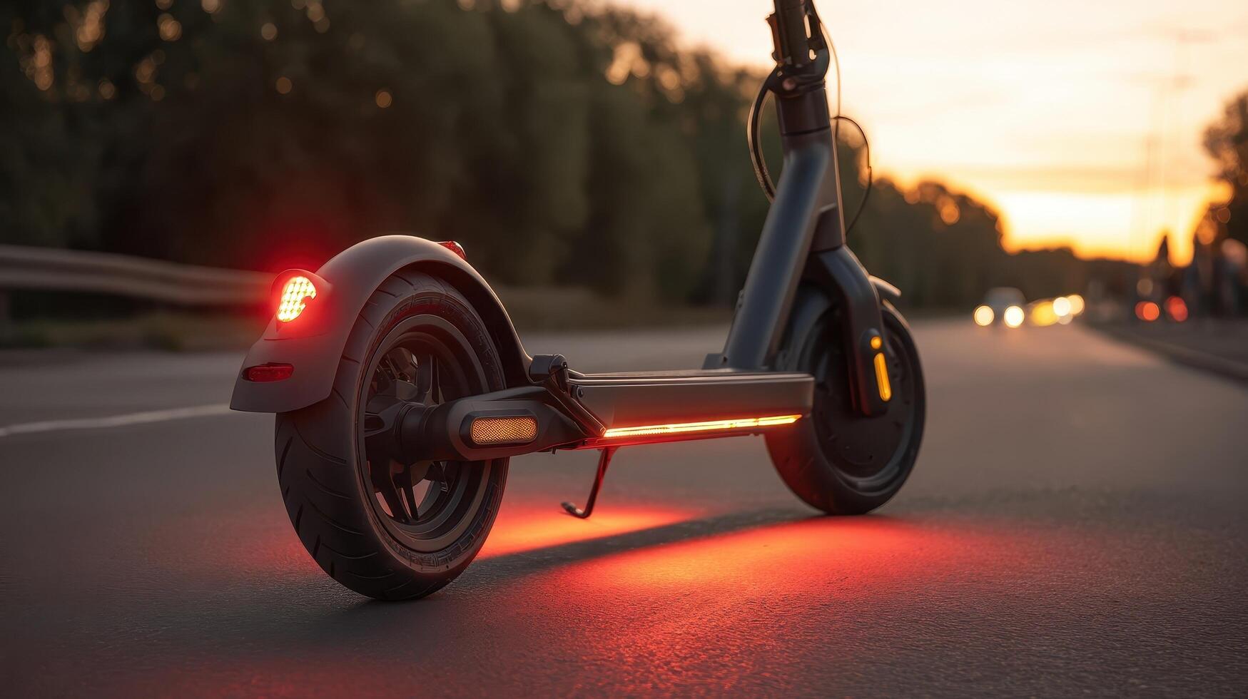 An electric scooter with red lights on it photo