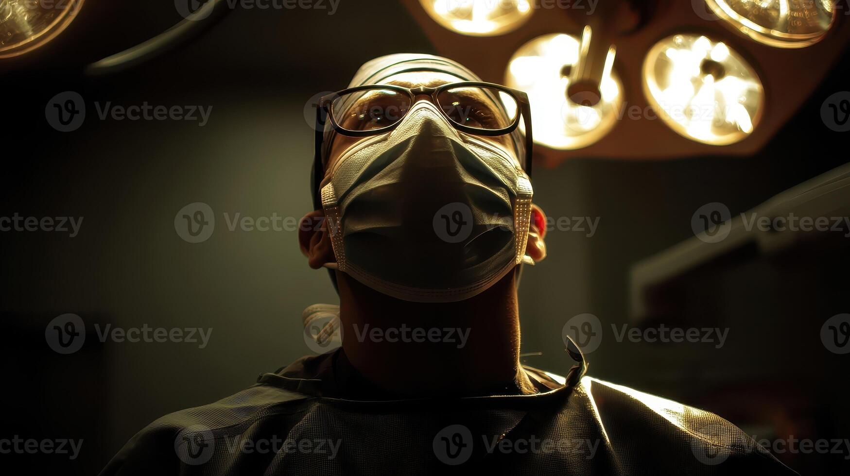 Surgeon focused on surgical procedure in operating room during crucial moments photo