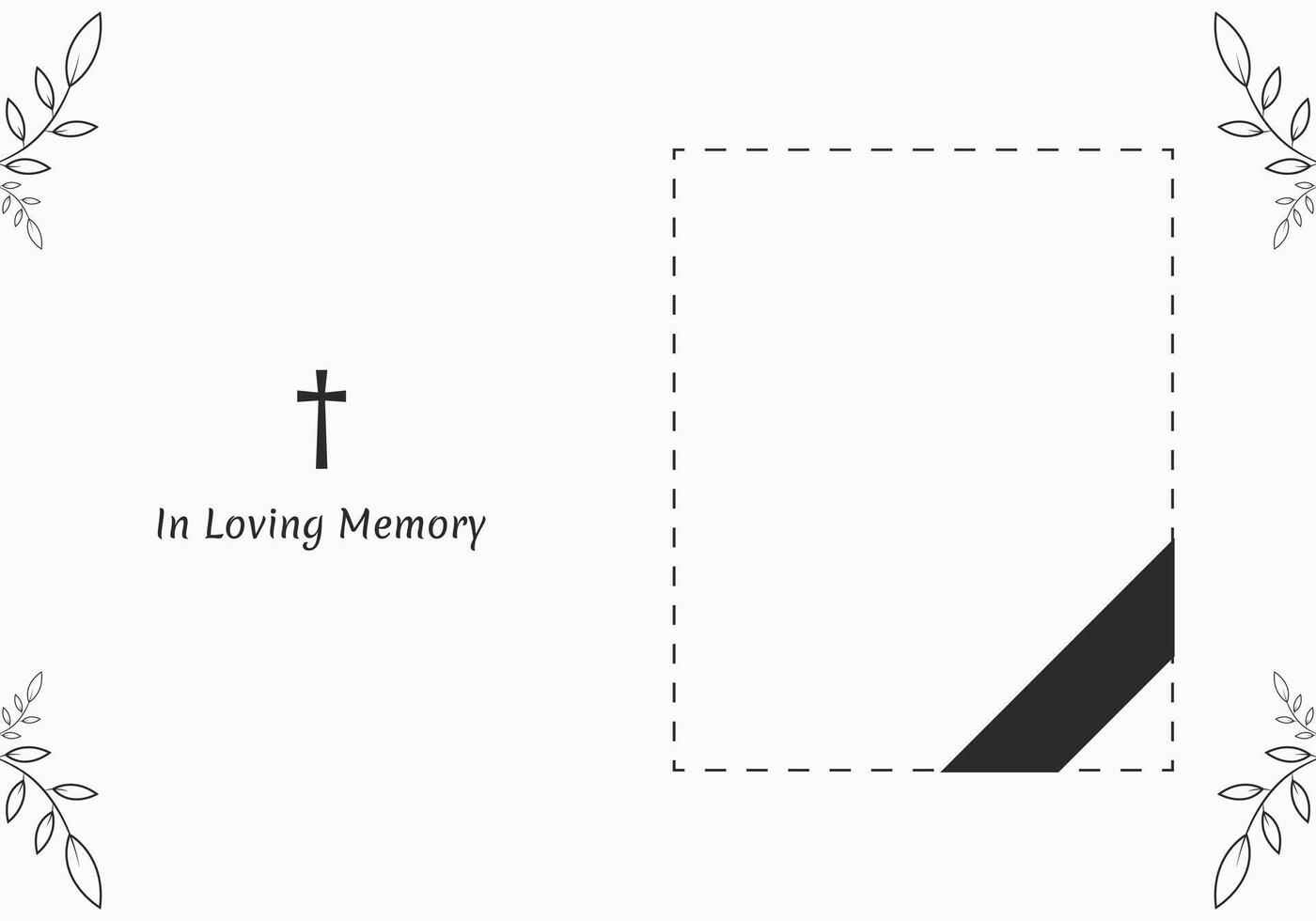Memorial Program Template Minimalist design with elegant cross Ideal for tribute cards and service vector