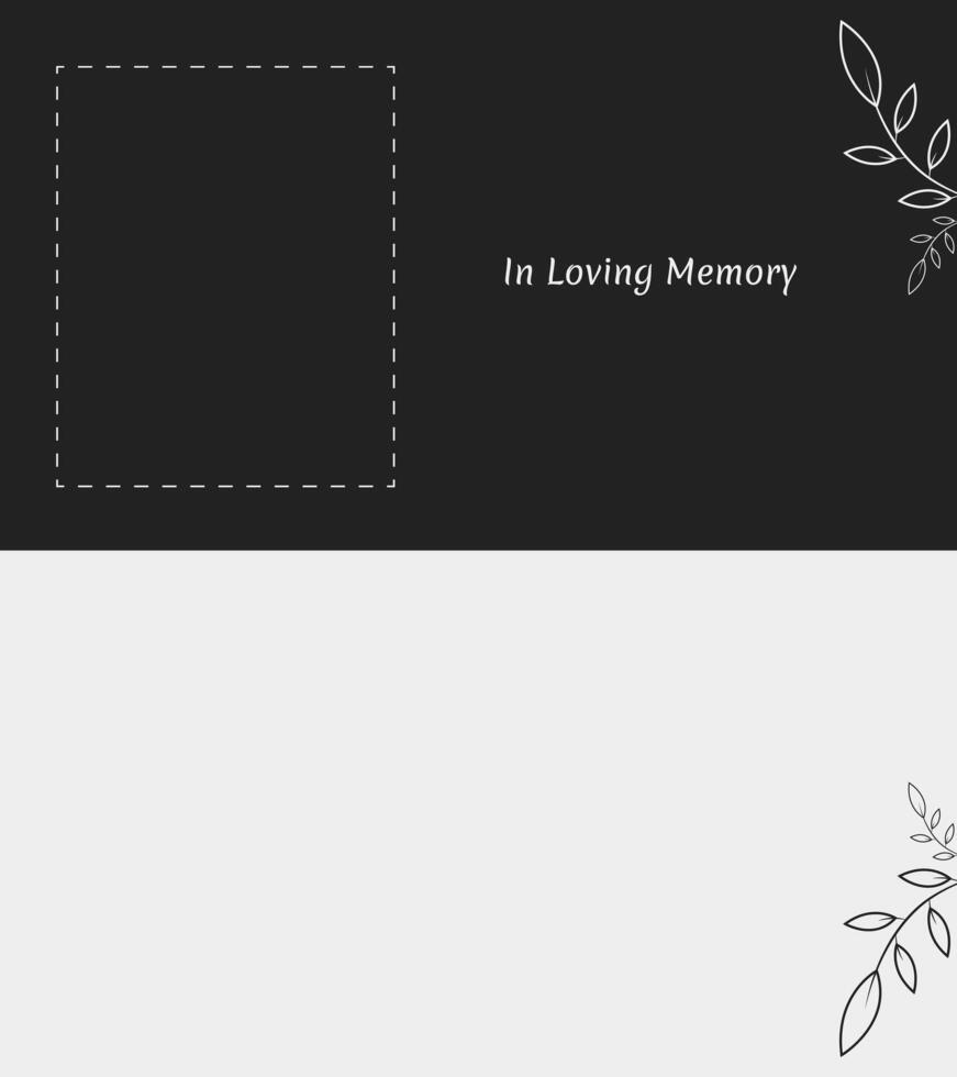 floral background for funeral In loving memory text and photo frame vector
