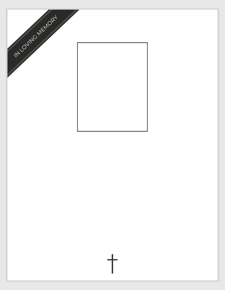 In Loving Memory Card Template. Sleek, respectful design for memorial events. vector