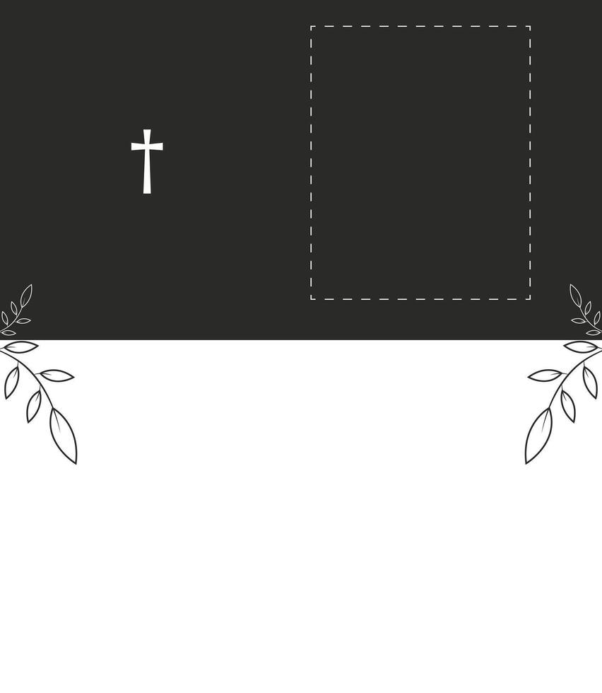 Funeral card frame with floral ornament Photo space vector
