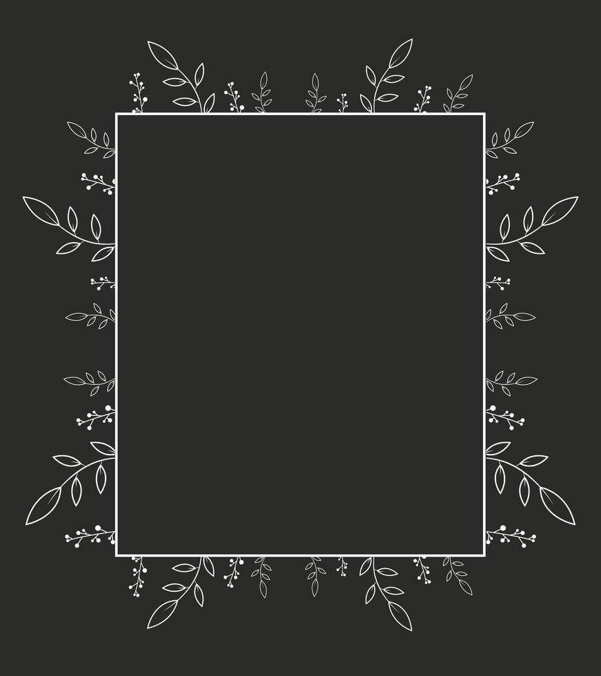 Floral Frame Template. Elegant dark background with a delicate white floral border. Perfect for invitations, memorial cards, announcements, or special event programs. vector