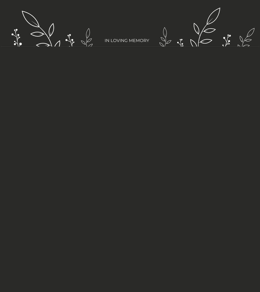 Floral frame for funeral events. Empty card with space for text and photo. vector