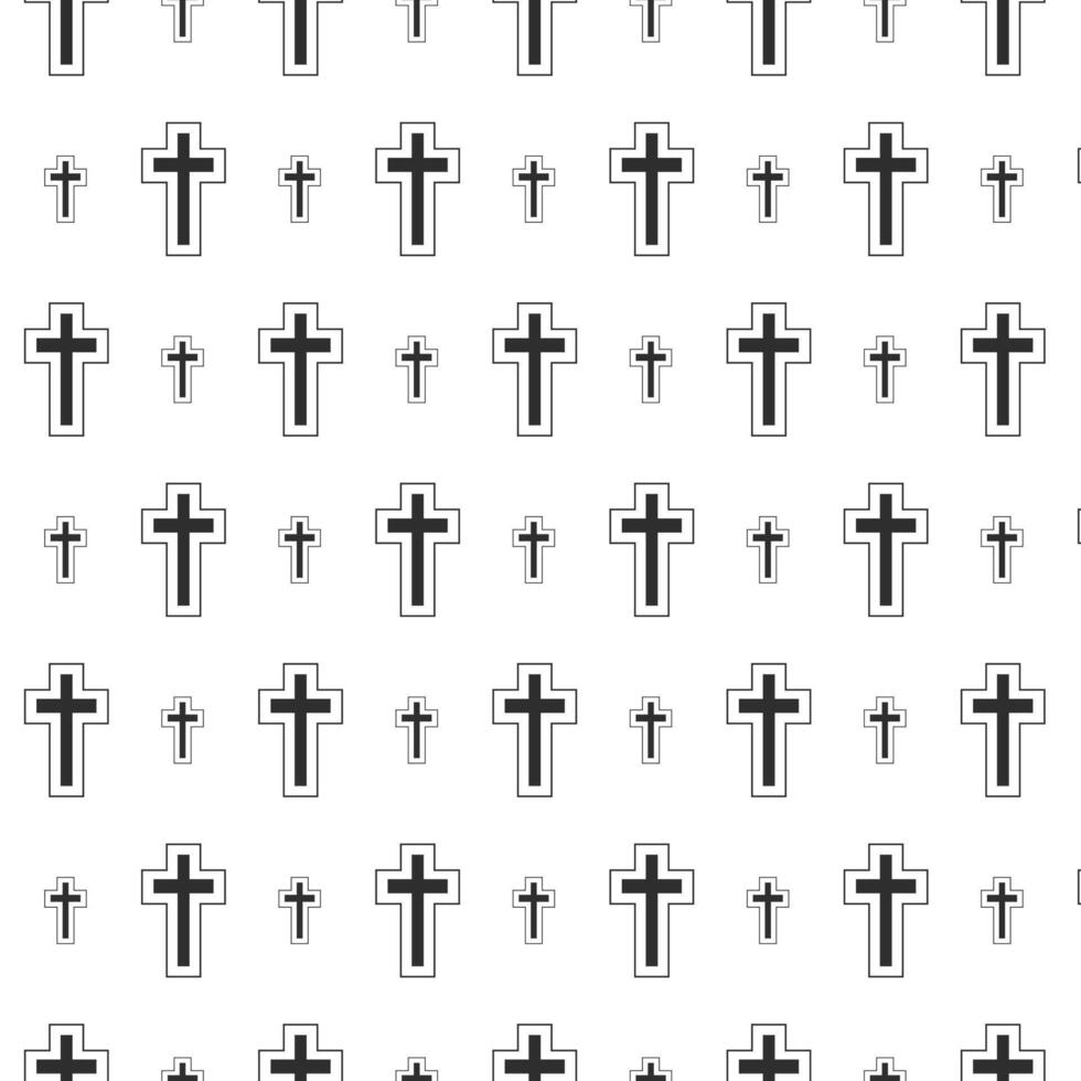seamless pattern with church cross on white background vector