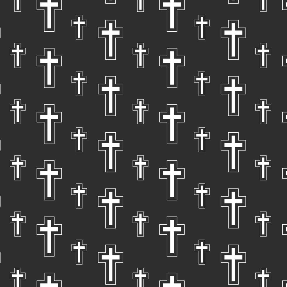 seamless pattern with church cross on black background vector