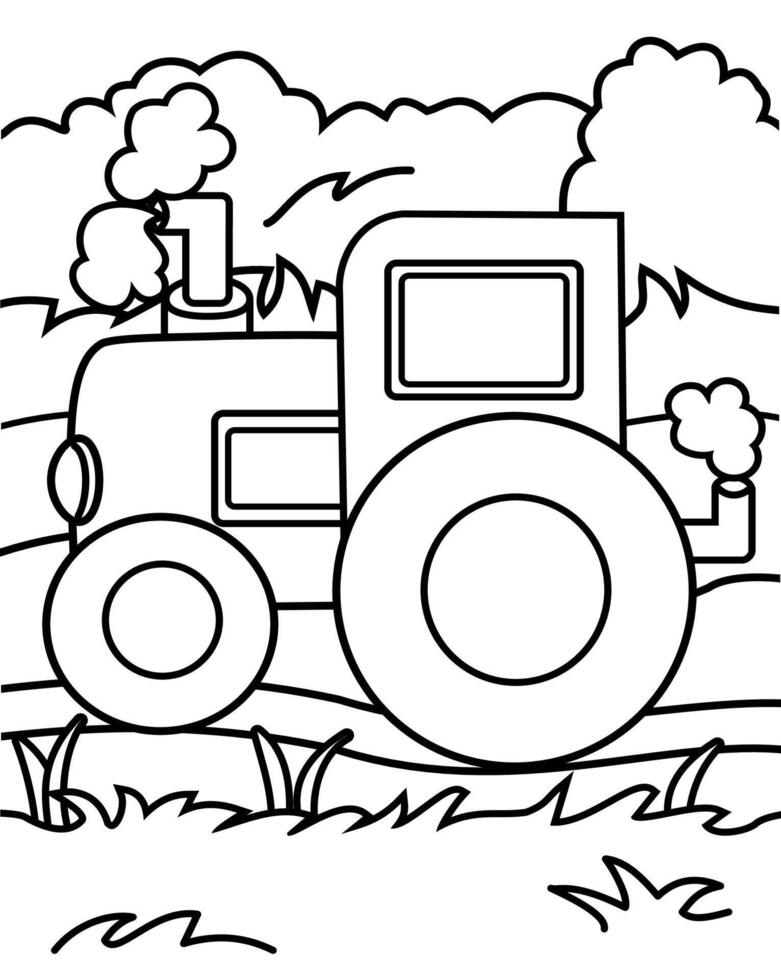 Tractor coloring page for kids, Vehicles and Transportation coloring page for kids vector