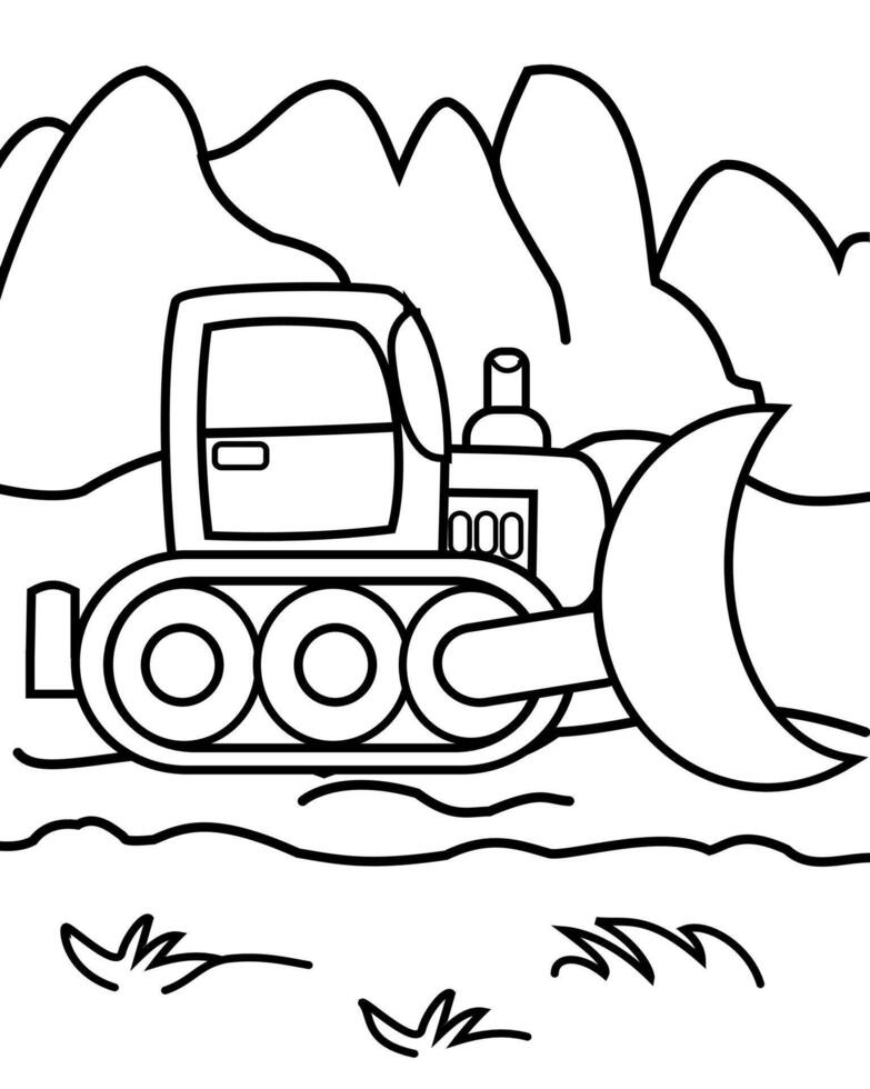 Excavator coloring page for kids, Vehicles and Transportation coloring page for kids vector