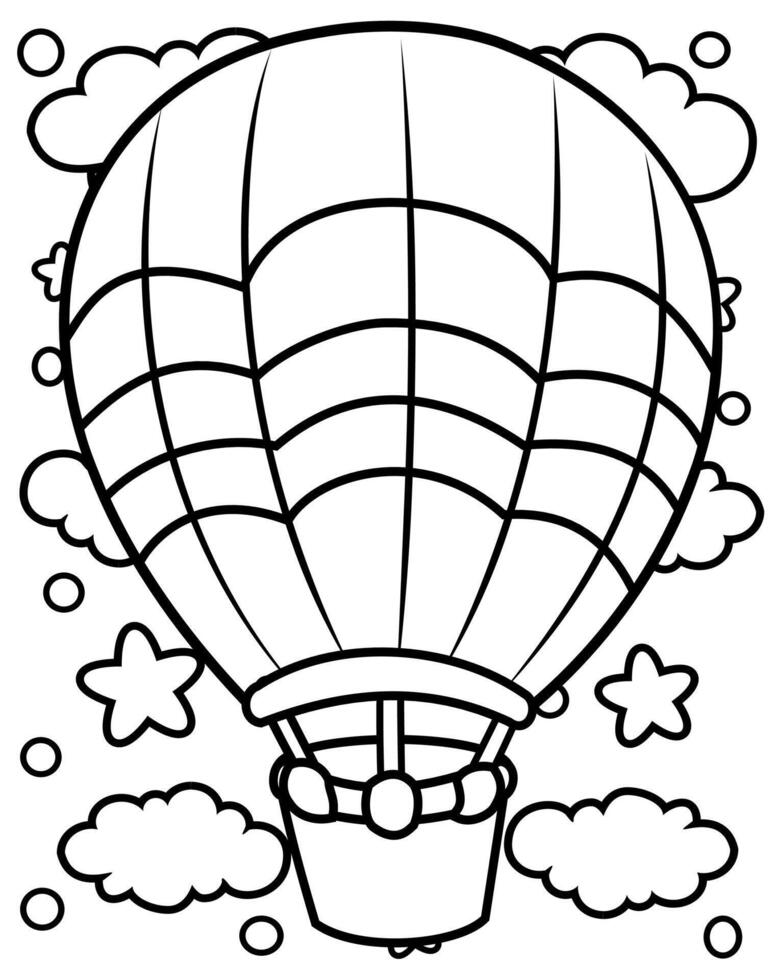 Hot air balloon coloring page for kids, Vehicles and Transportation coloring page for kids vector