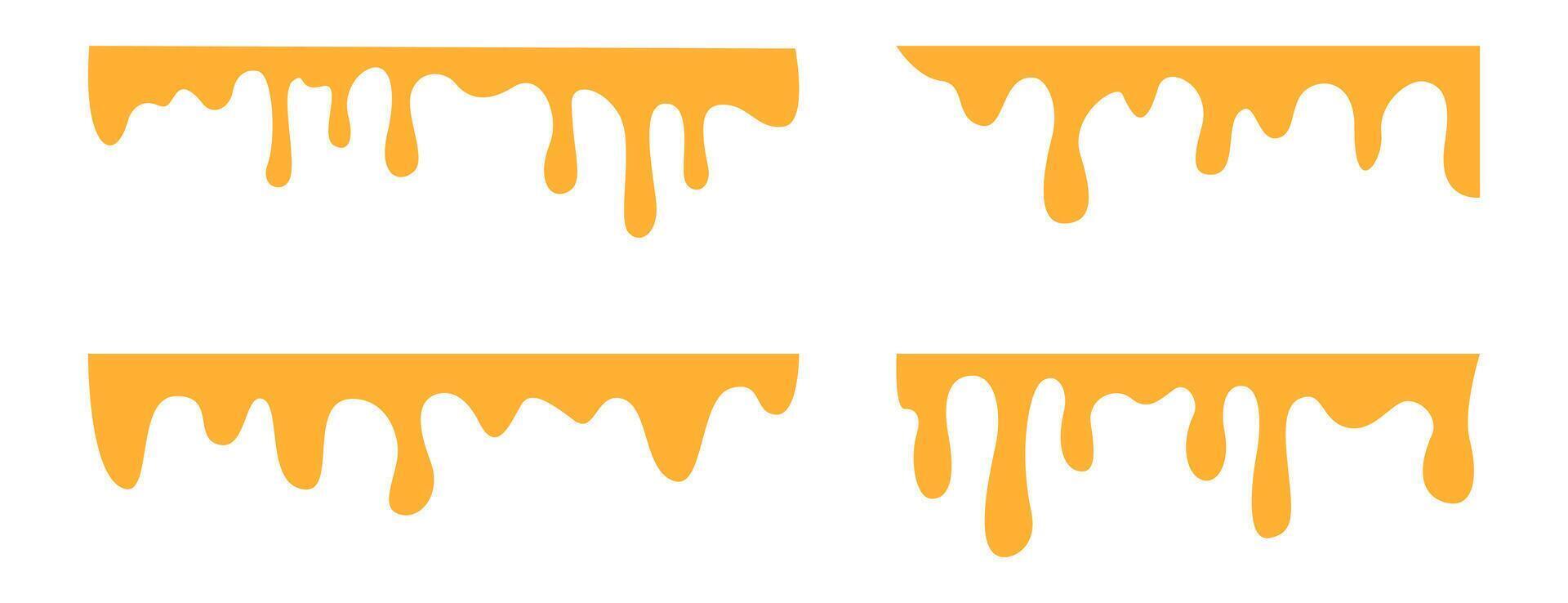 Melted cheese background with cheese drip liquid. Leak, splash, spilled vector