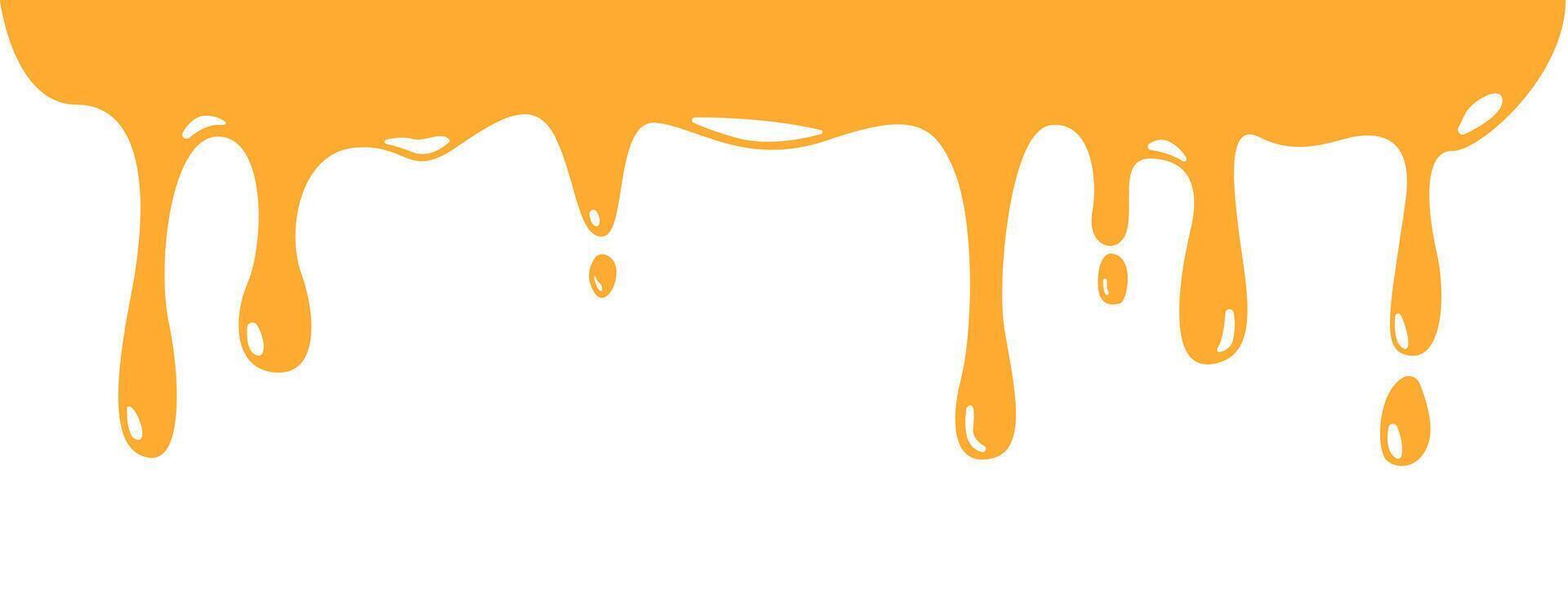 Melted cheese drip background. Flowing cheese liquid isolated on white background. leak, splash, spilled liquid vector