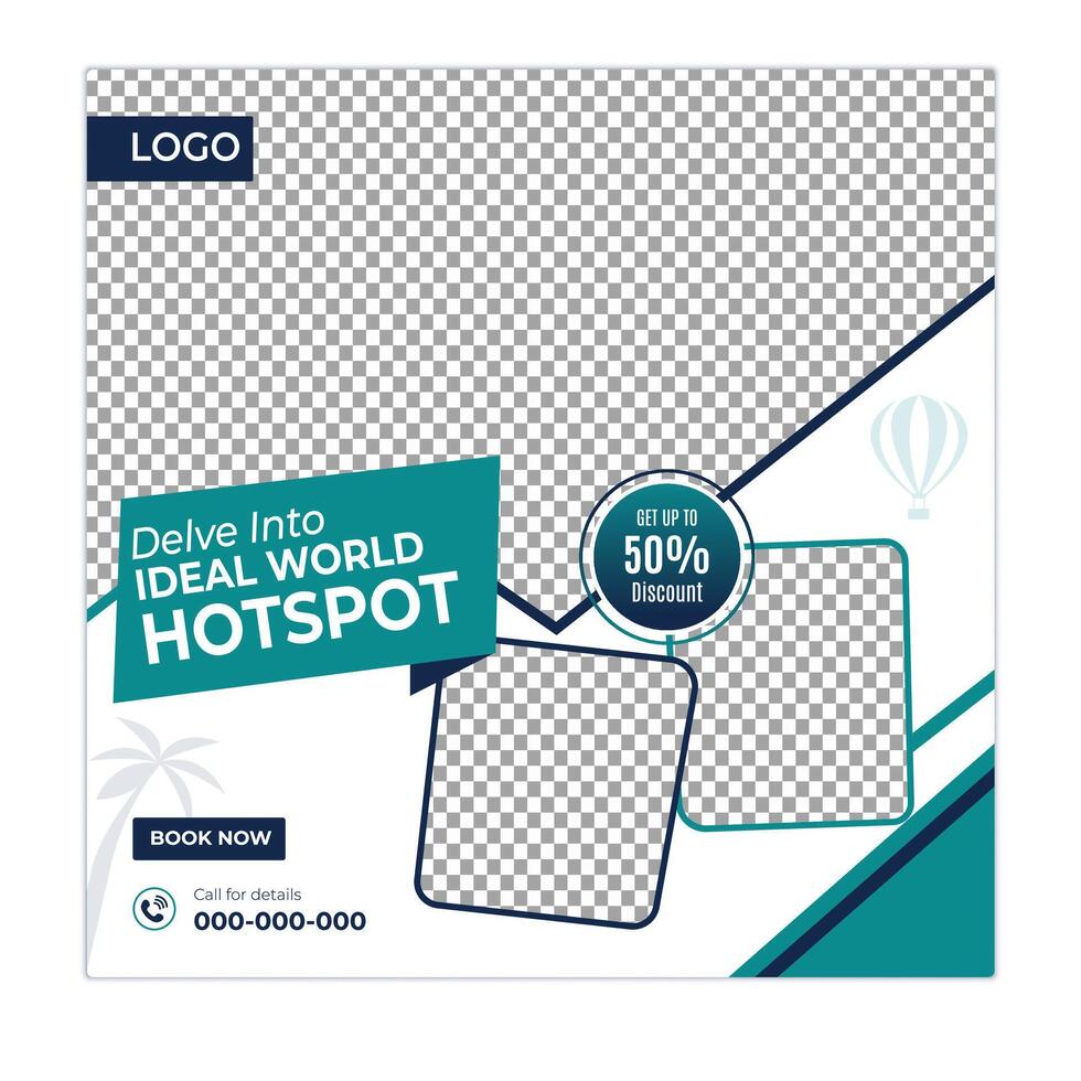 Travel agency social media post and web banner square design template vector