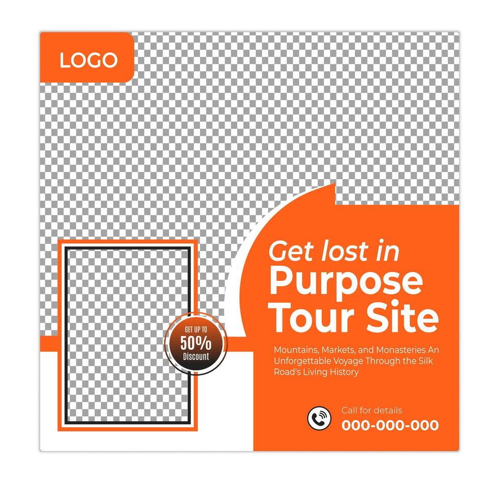 Tour and travel agency web banner and social media post square template vector