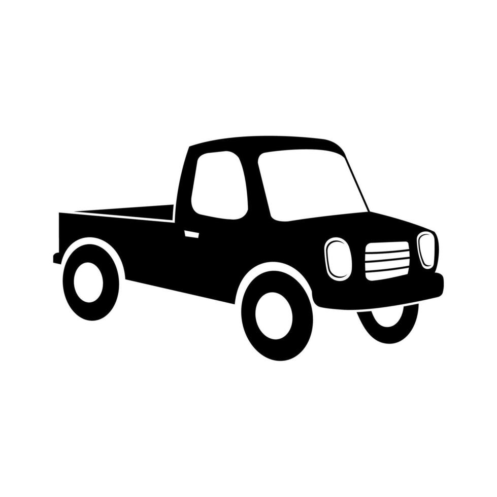 Old vintage truck silhouette illustration isolated on white background vector