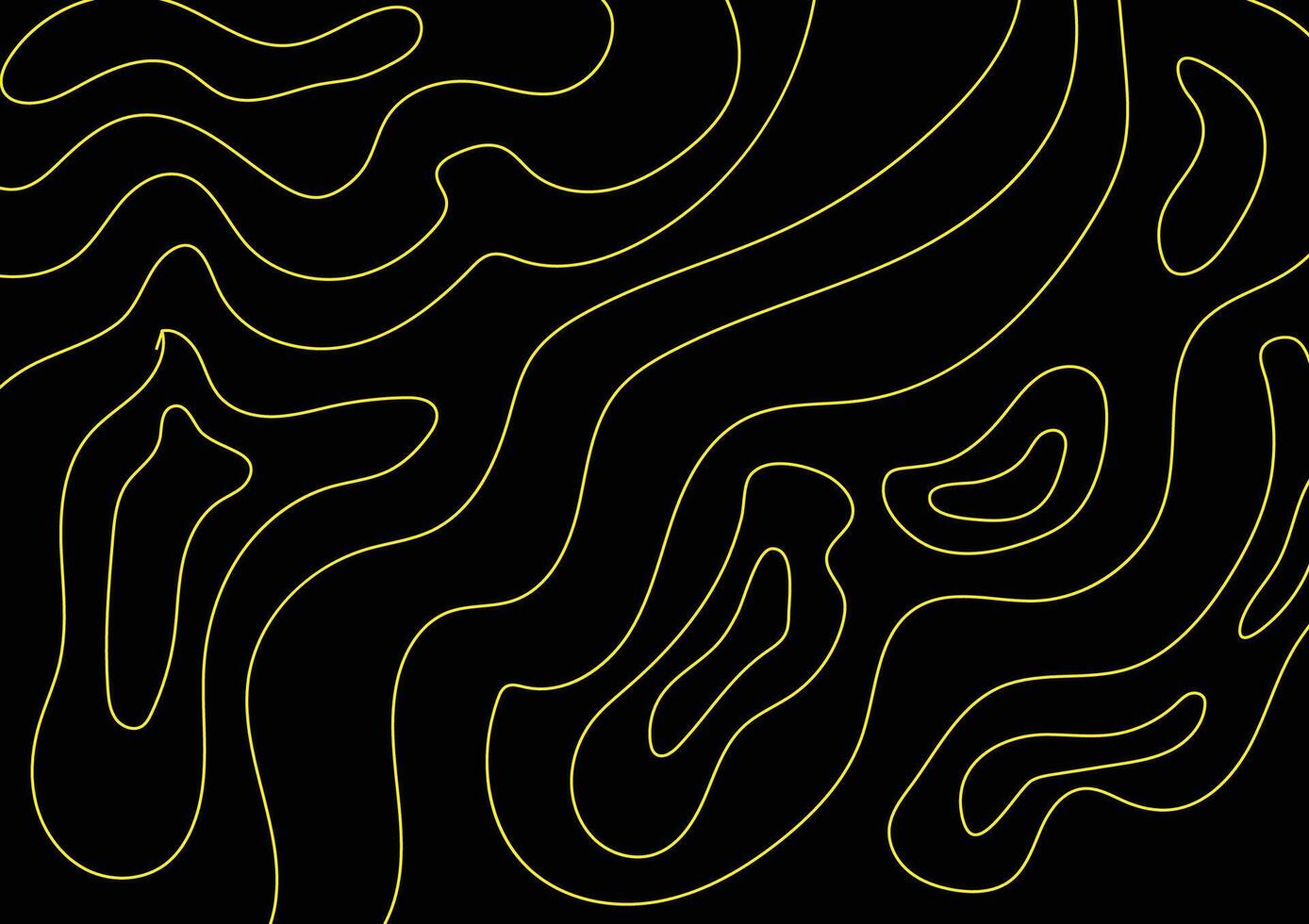 Yellow contour line on a black background. vector