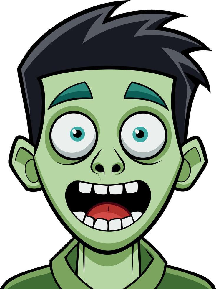 Green zombie cartoon face vector