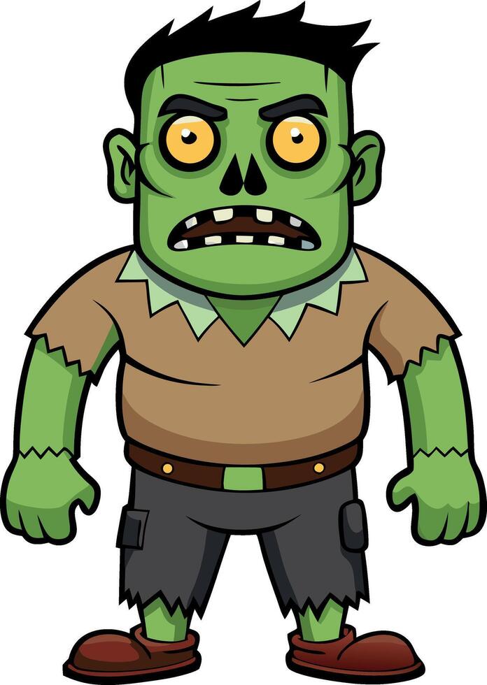 Cartoon Zombie Character Scary Bulky vector