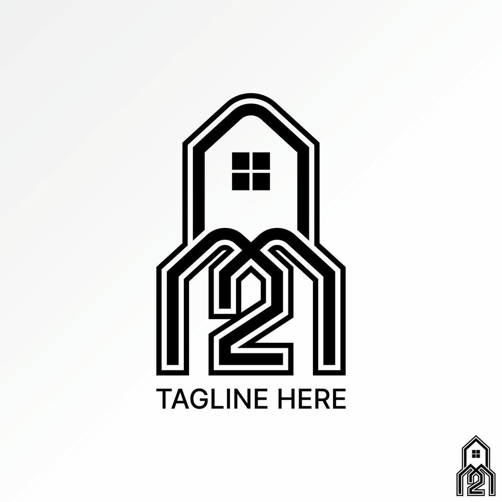 initial M2 N2N N2M font line roof house home consulting architect real estate vector