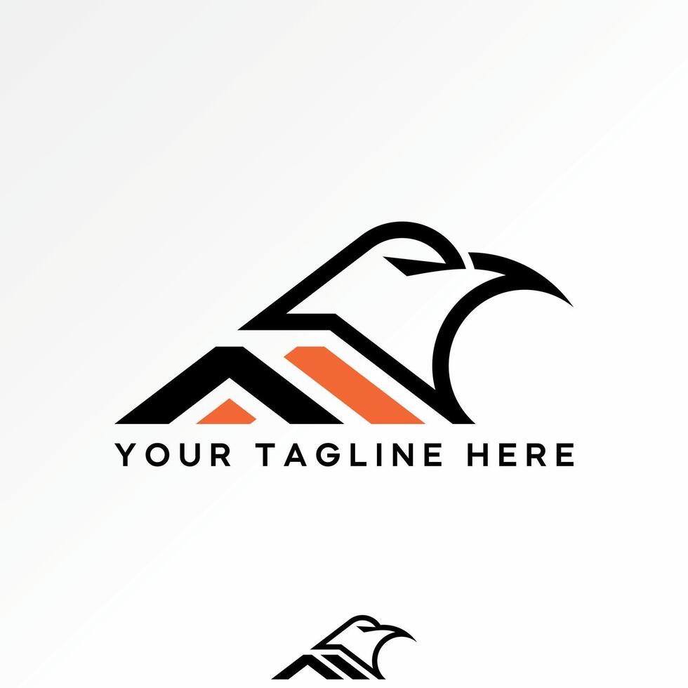 initial M font line bird head eagle hawk monogram animal hunter wild strength vector