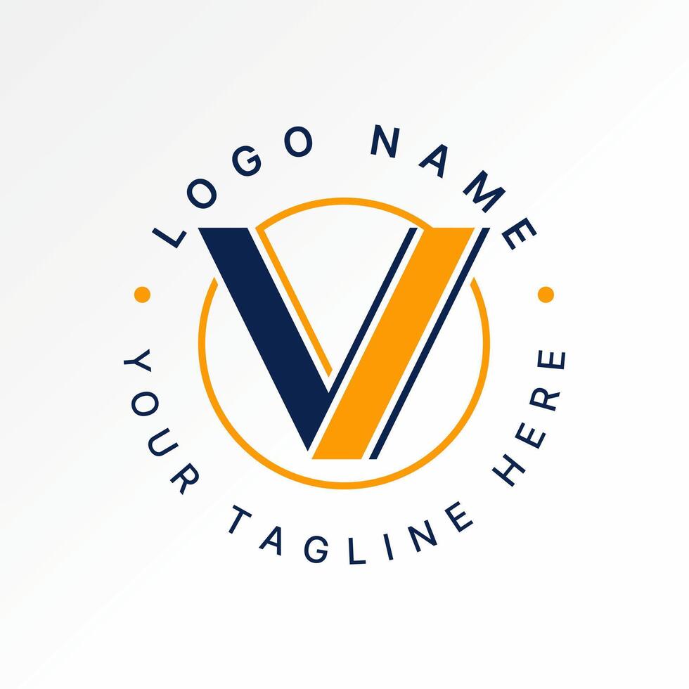 initial V sans serif font with cutting line circle to monogram property home vector