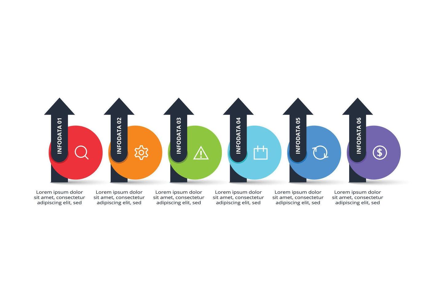 Workflow concept for infographic with 6 options, parts or processes. vector