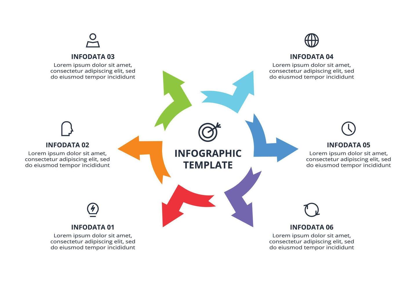 Workflow concept for infographic with 6 options vector