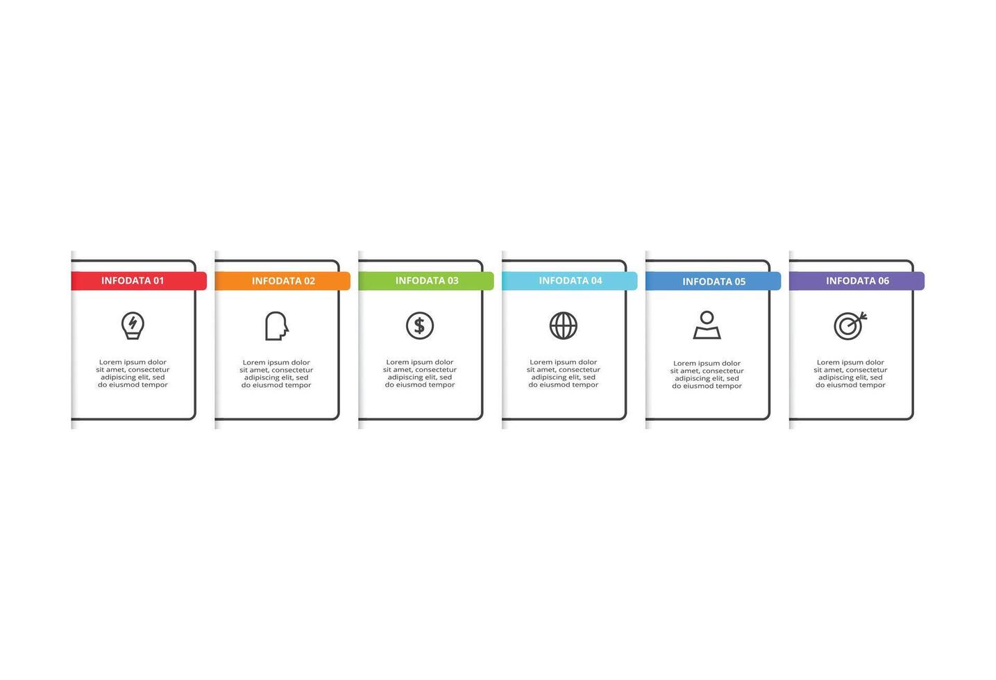 Workflow concept for infographic with 6 steps, vector