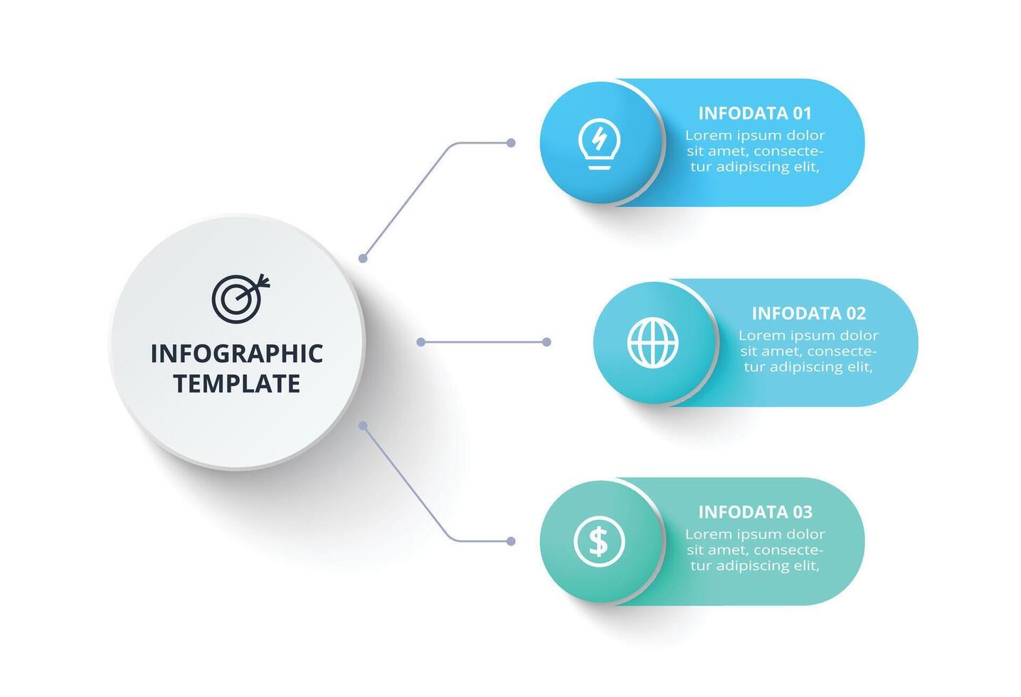 elementos de grafico, diagrama con 3 partes o procesos. negocio datos visualización. vector