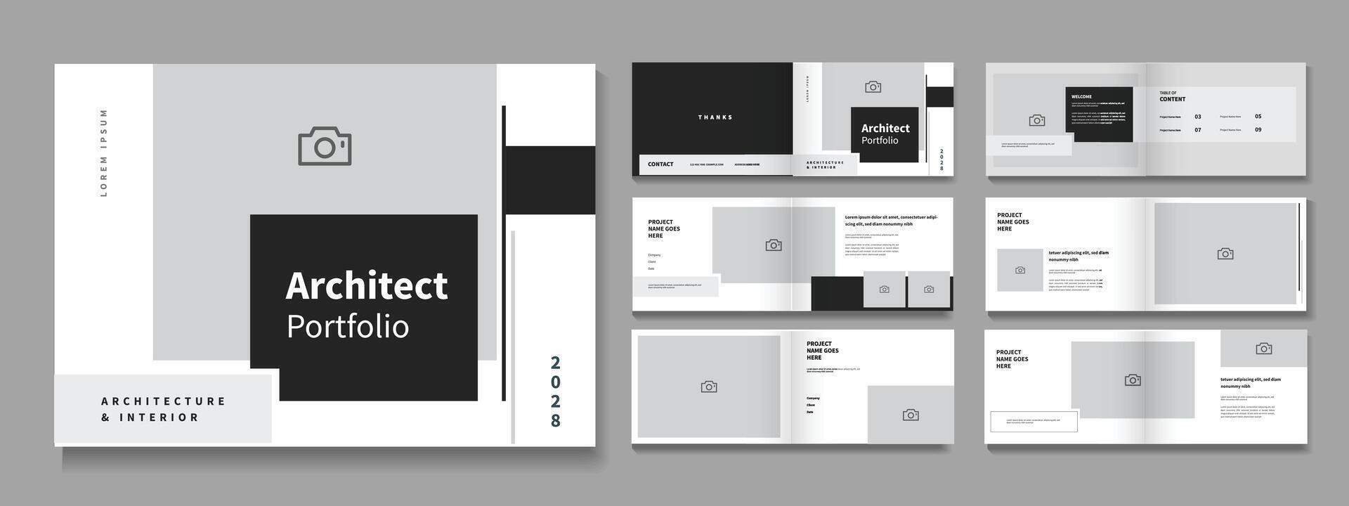 Landscape Portfolio for Architecture or interior portfolio layout, portfolio design vector