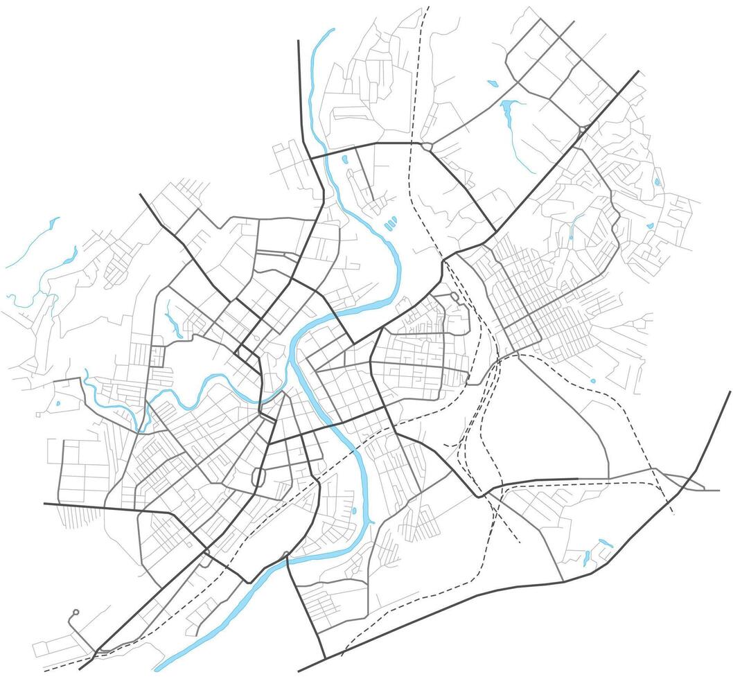 Orel city map - town streets on the plan. Map of the scheme of road. Urban environment, architectural background vector