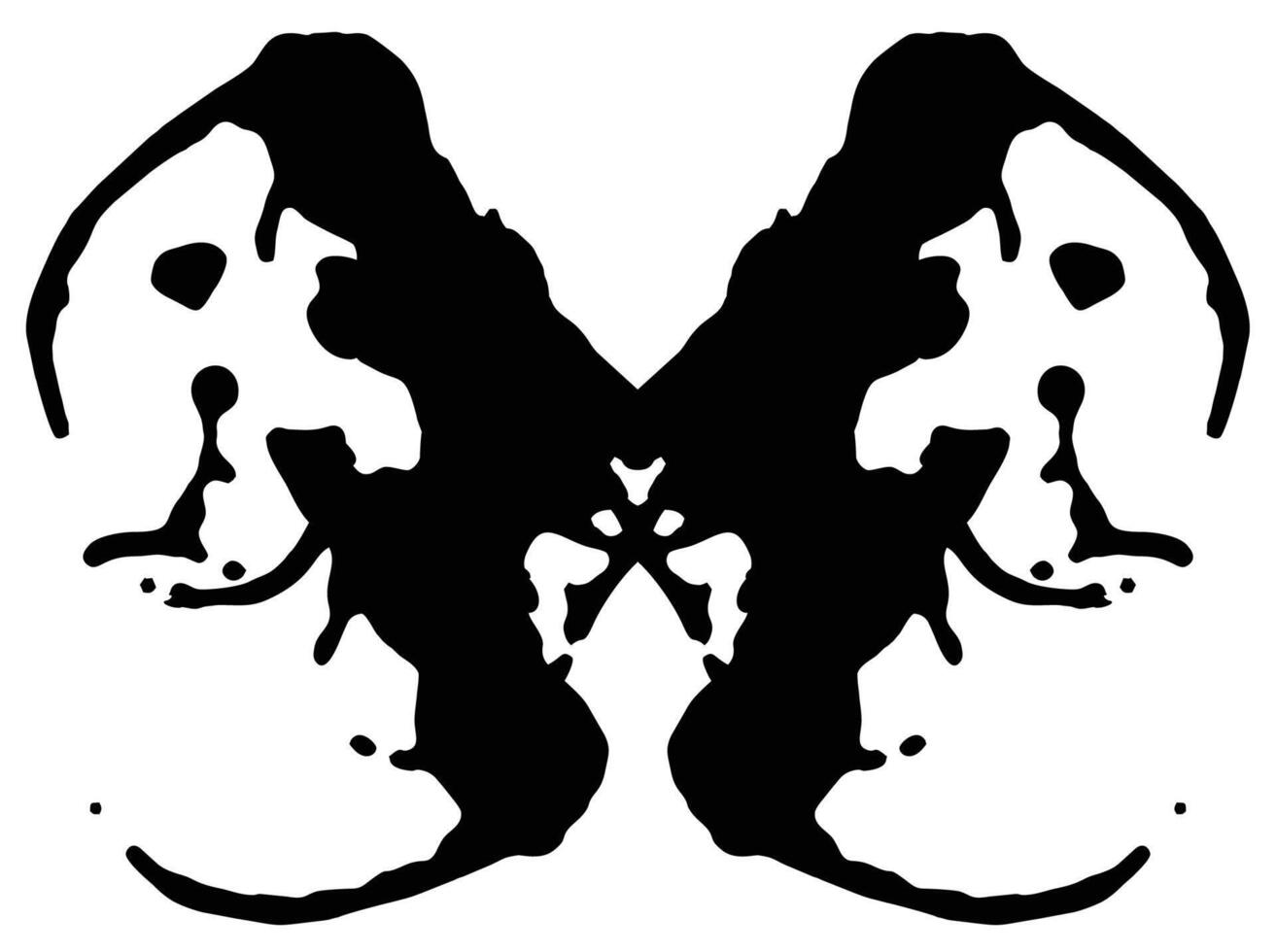 Rorschach inkblot test. Symmetrical abstract ink stains. Psycho diagnostic for silhouette spot vector