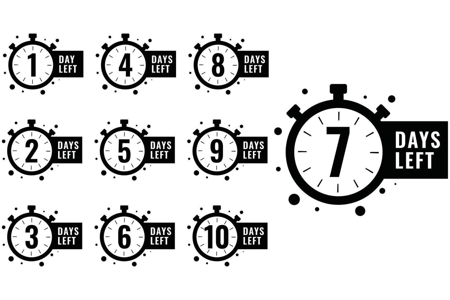 Countdown Days to Go Poster with 7 Days Left. Countdown to Deadline Concept . Time Display with Number Seven. Sales or Promotion Clock Sign Business Concept Number Days Left vector