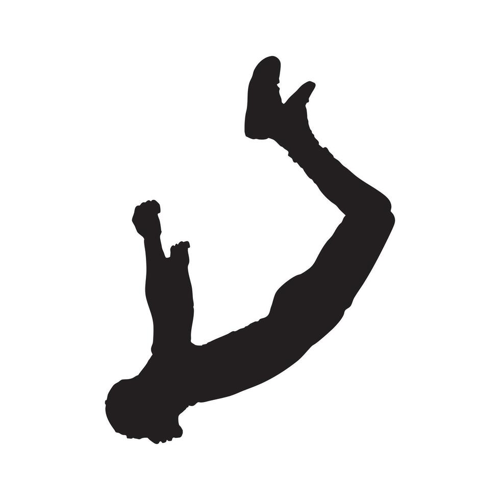 A silhouette of a person doing a flip vector