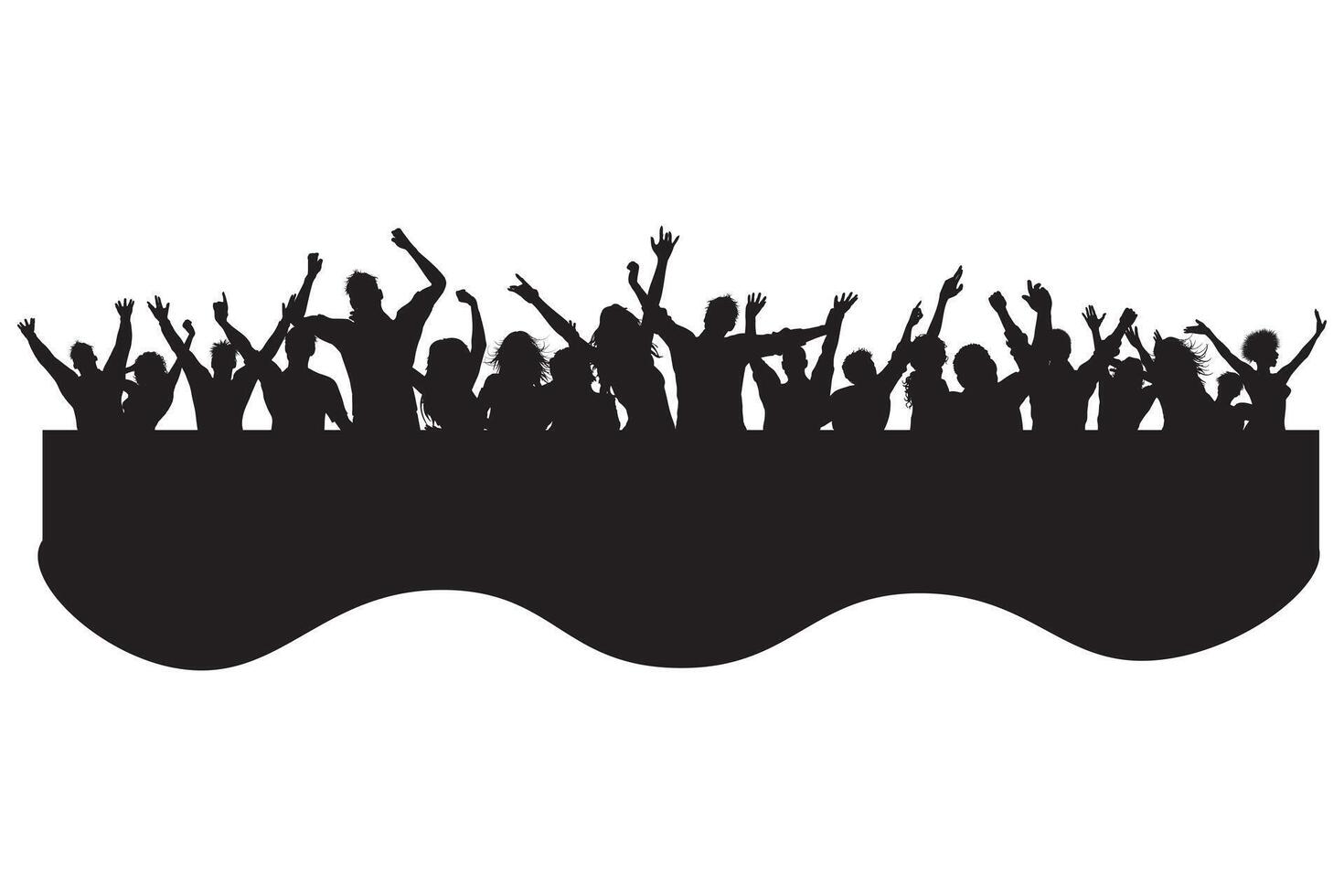 Silhouettes of Cheerful People Celebrating at a Party Applauding Crowd Having Fun on a Holiday vector
