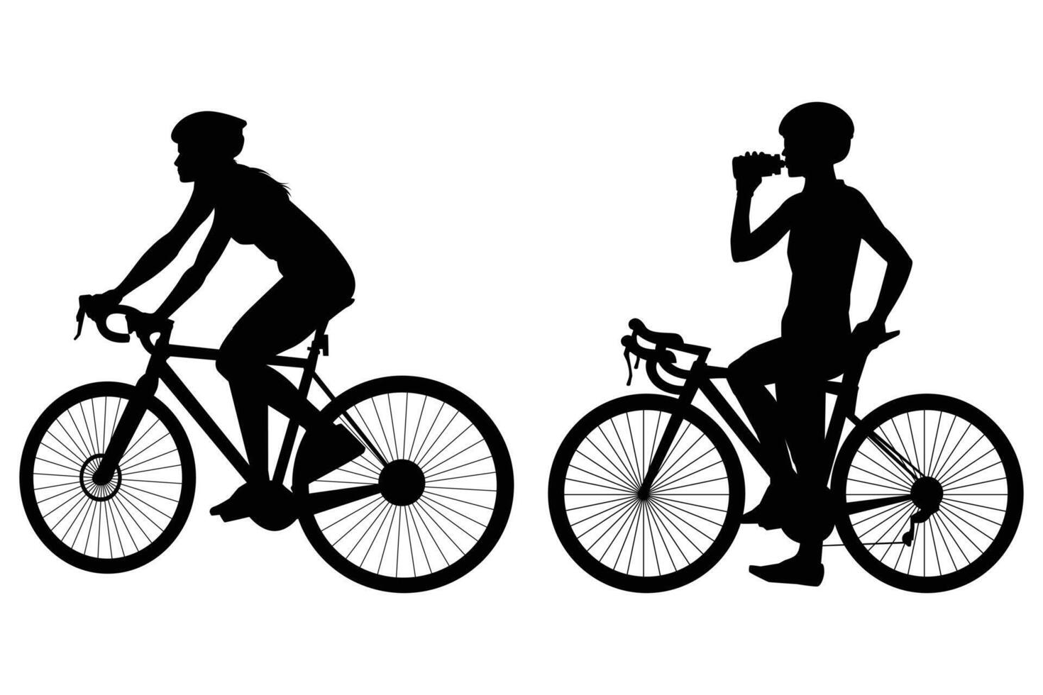 Cyclist Boy Silhouette Drawing Silhouette of People Illustration vector