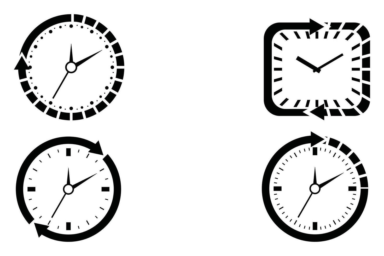 Extensive Collection of Clock Icons in Modern Line Style Isolated on White Background Time and Watch Symbols for Digital Use vector