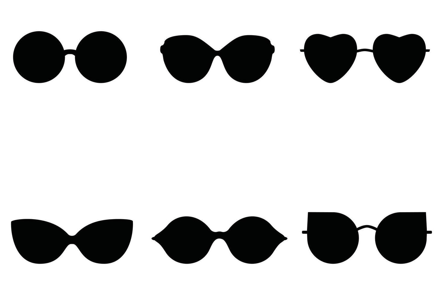 Cartoon Style Black Sunglasses Silhouette Icon Set with Various Frame Designs vector