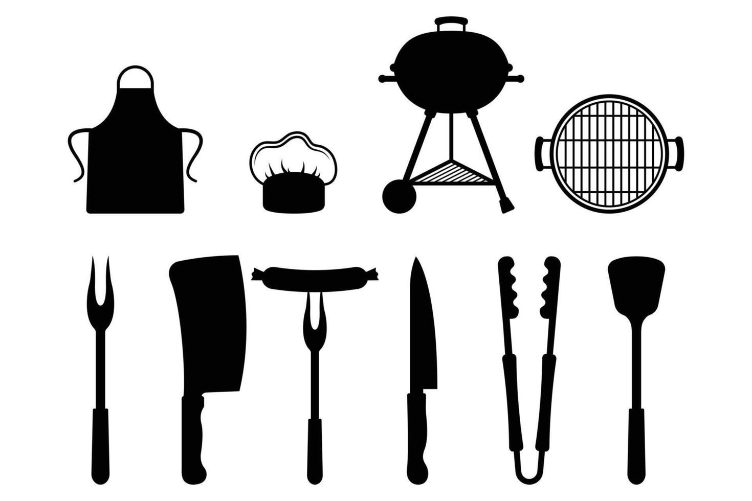Kitchen Tools and Utensils Silhouette Set Illustration vector