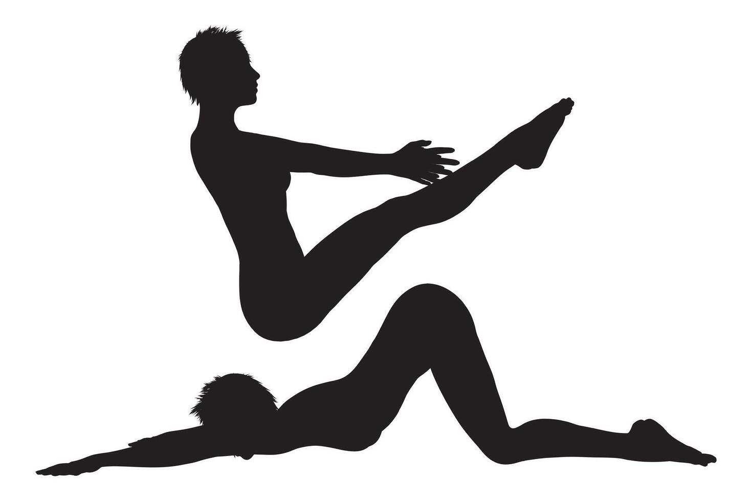 Girl Doing Sports Stretching Silhouette with Outstretched Arms Cartoon Style vector