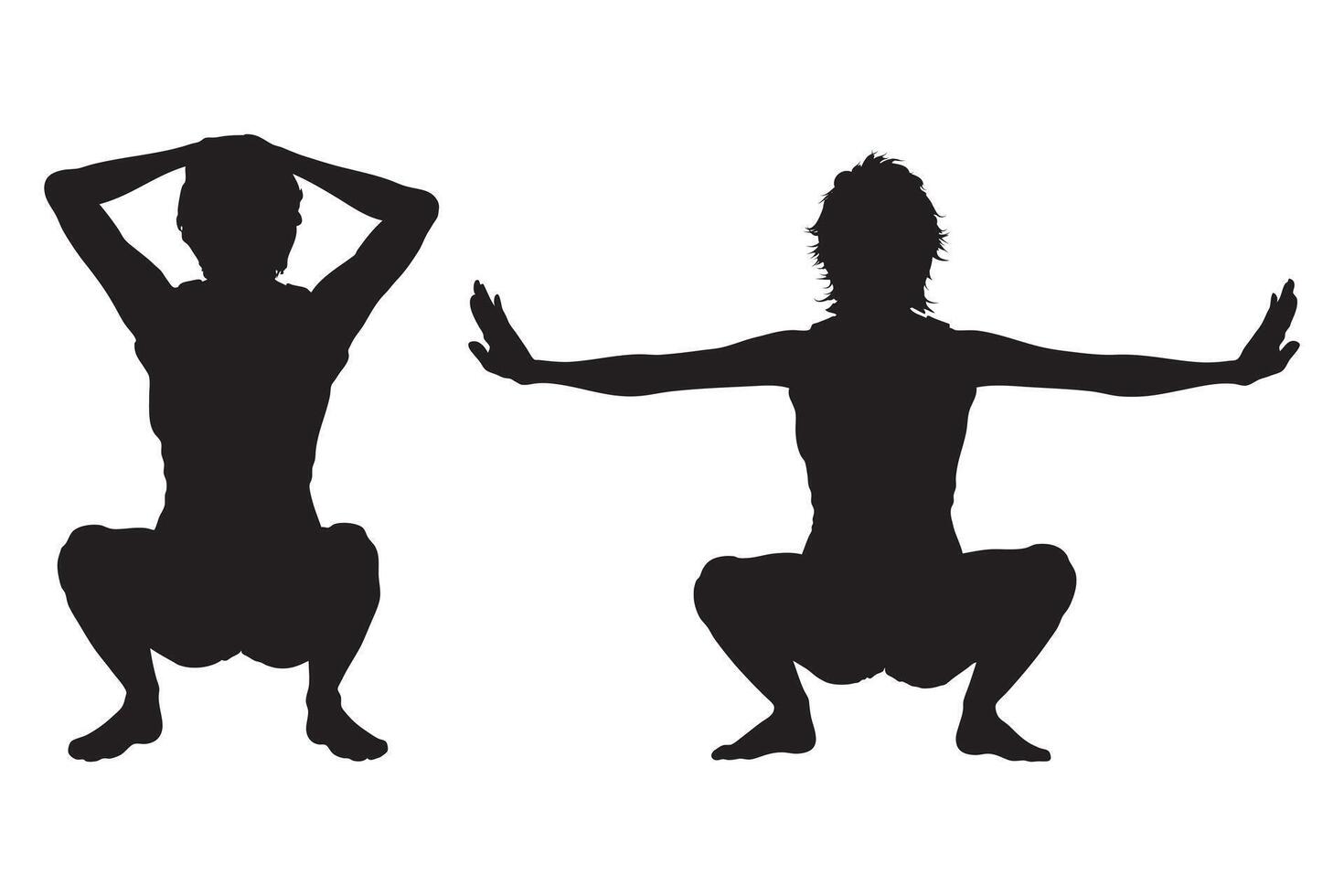 Woman Silhouette in Crouching Pose Illustration vector