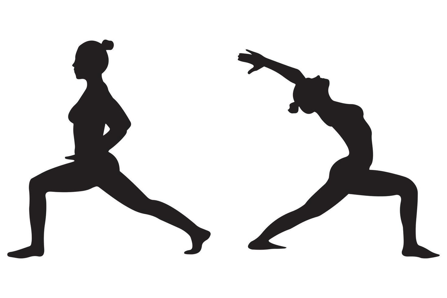 Silhouette of a Woman Demonstrating Body Fitness Movements. vector