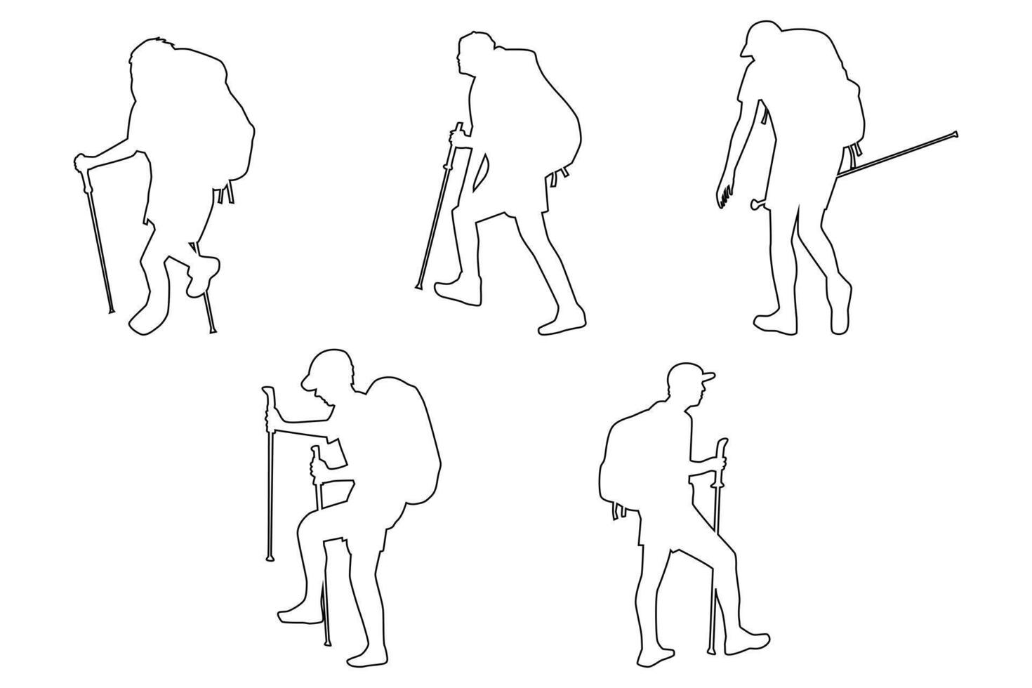 Climber and Hiker outline Set Outdoor Adventure Collection vector