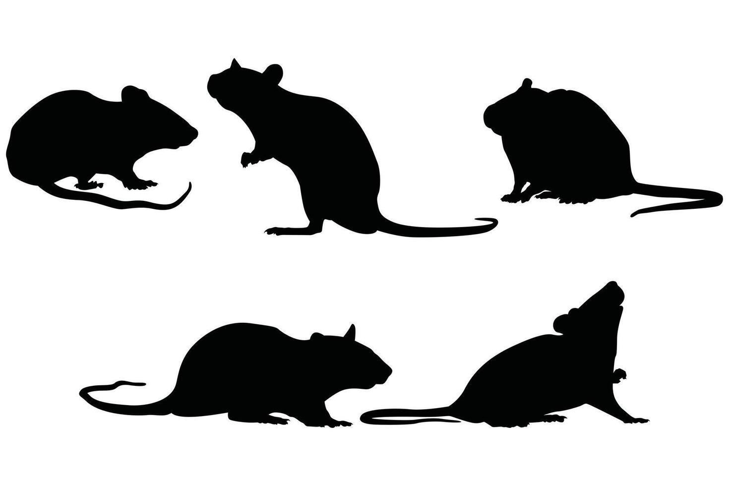Degu Silhouettes Set Black Icons in Various Poses vector
