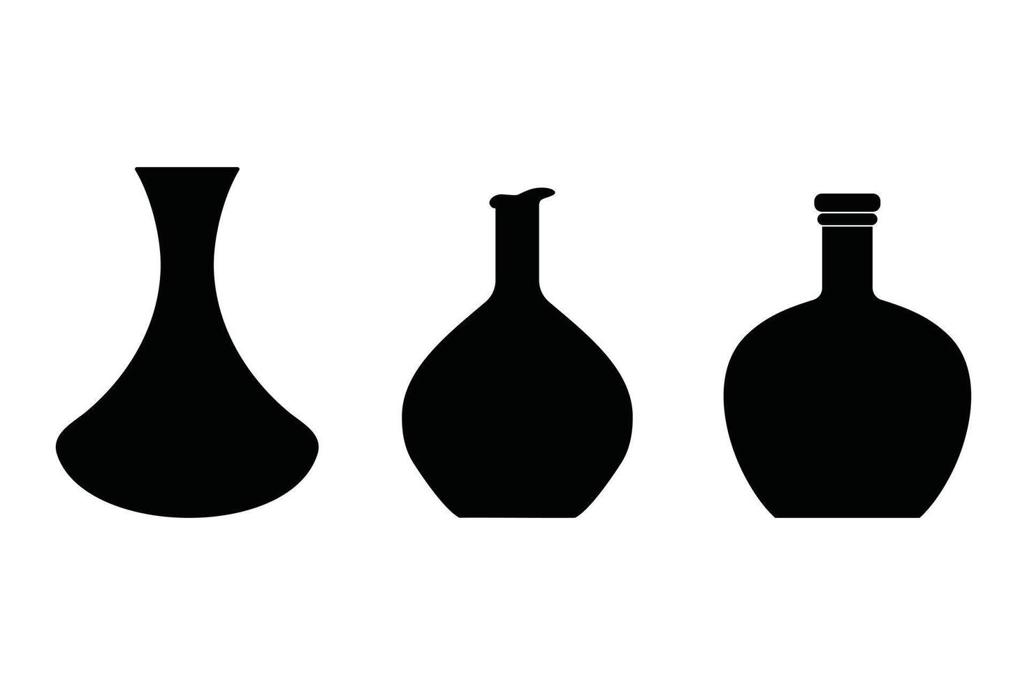 Decorative Vase Silhouette Set Traditional Black Icon Collection vector