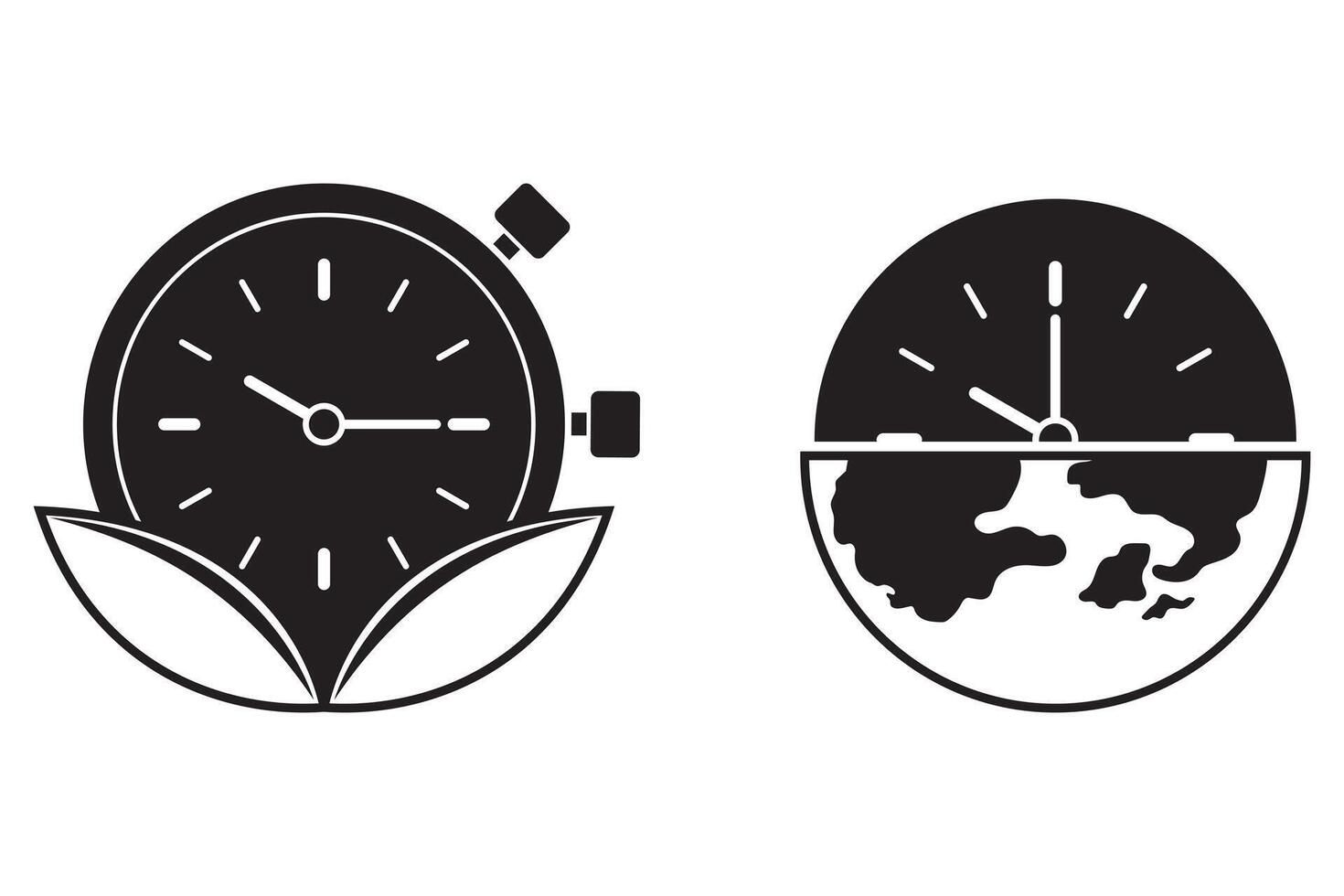 Clock and Time Symbol Silhouette Set vector