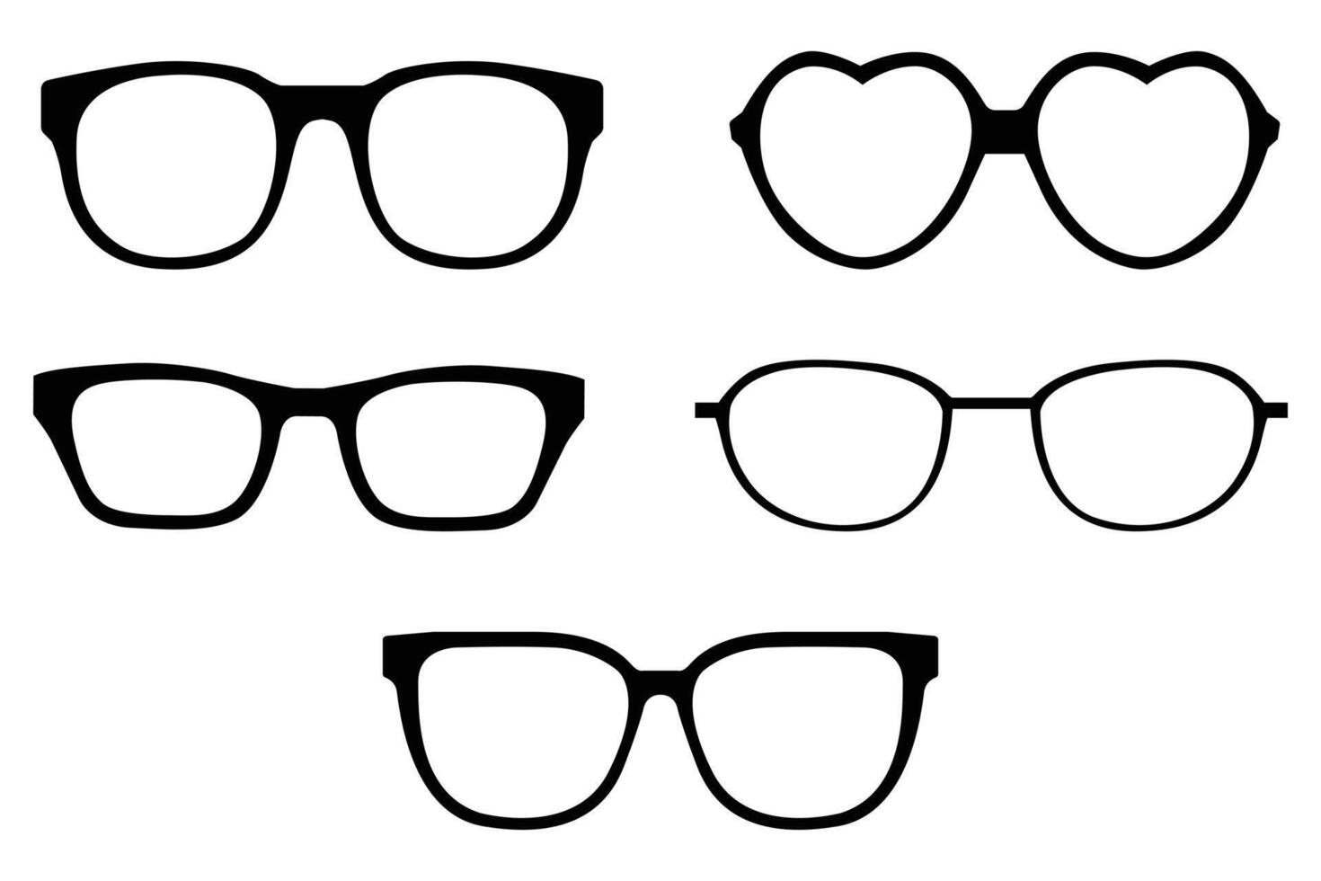 Modern Eyewear Silhouette set Collection of Sunglasses and Glasses for Men and Women in Diverse Shapes and Frame Styles Illustration vector