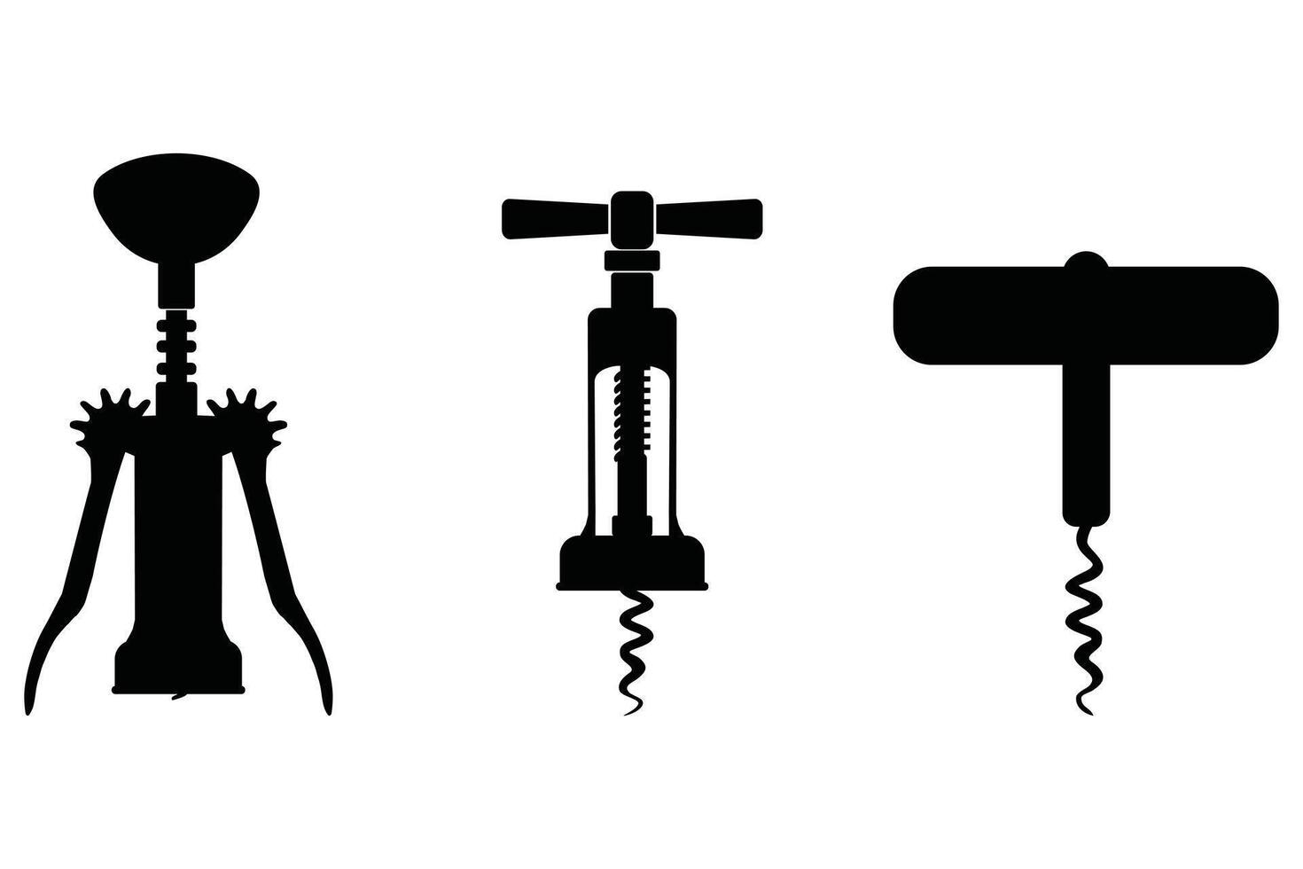 Alligator Clip and Clamp Silhouette Icon Set vector