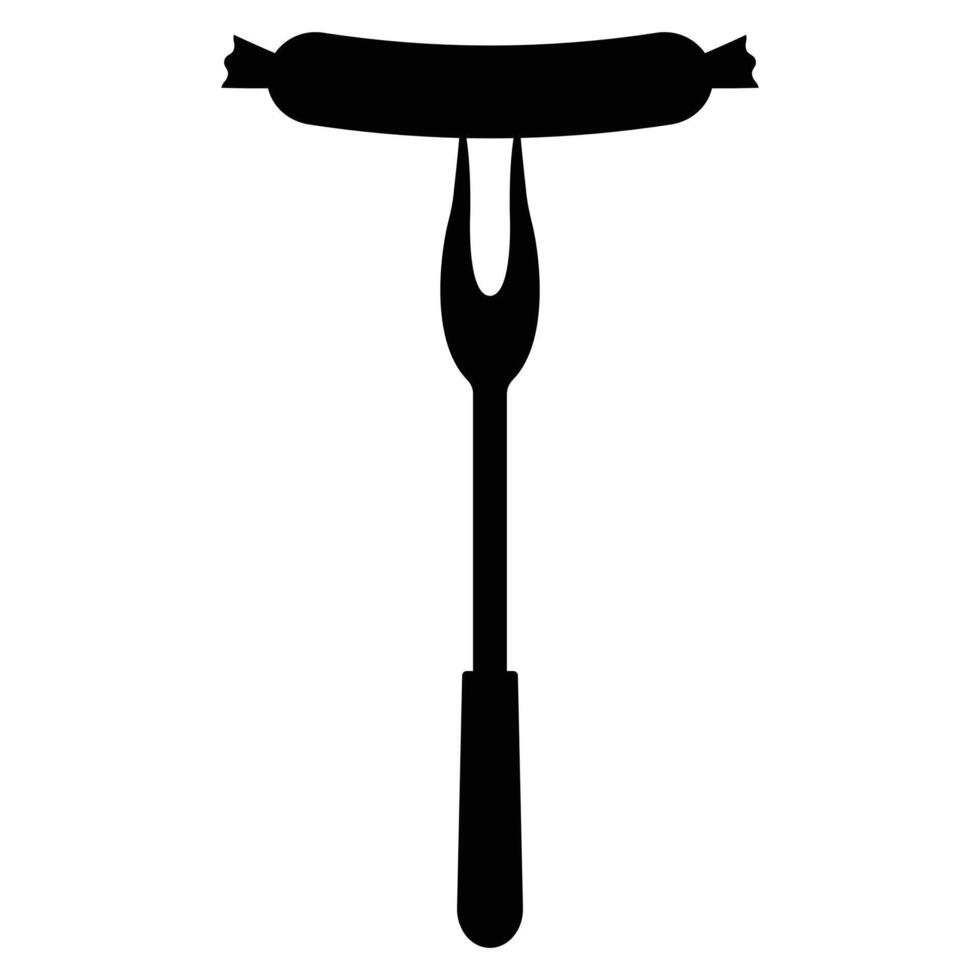 BBQ Boss with Sausages on Fork Silhouette Illustration Set vector